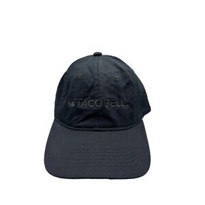 Taco Bell Embroidered Logo Strapback Hat Black Cotton Dad Cap Brass Buckle OSFA